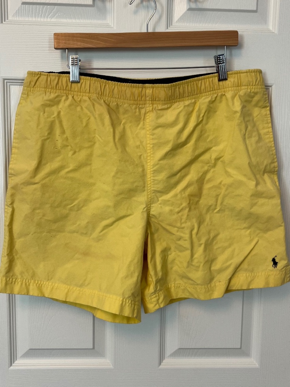 VTG Polo Ralph Lauren Yellow Swim Trunks Lined M Preppy Coastal Sporty Old Money